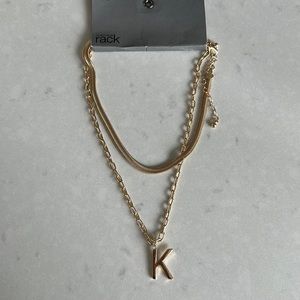 Letter K Layered chain. Gold